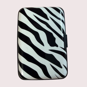 Zebra Print Hard Case Card Holder Wallet Accordion Organizer Card Caddy